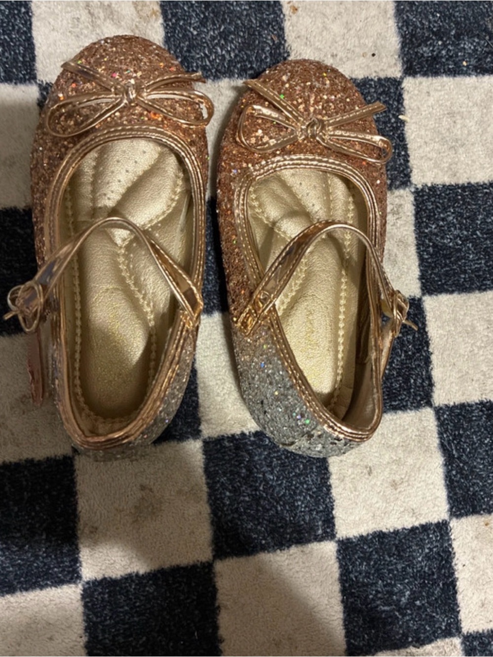 Mary Jane Girls Glitter Ballet Flats in Rose Gold